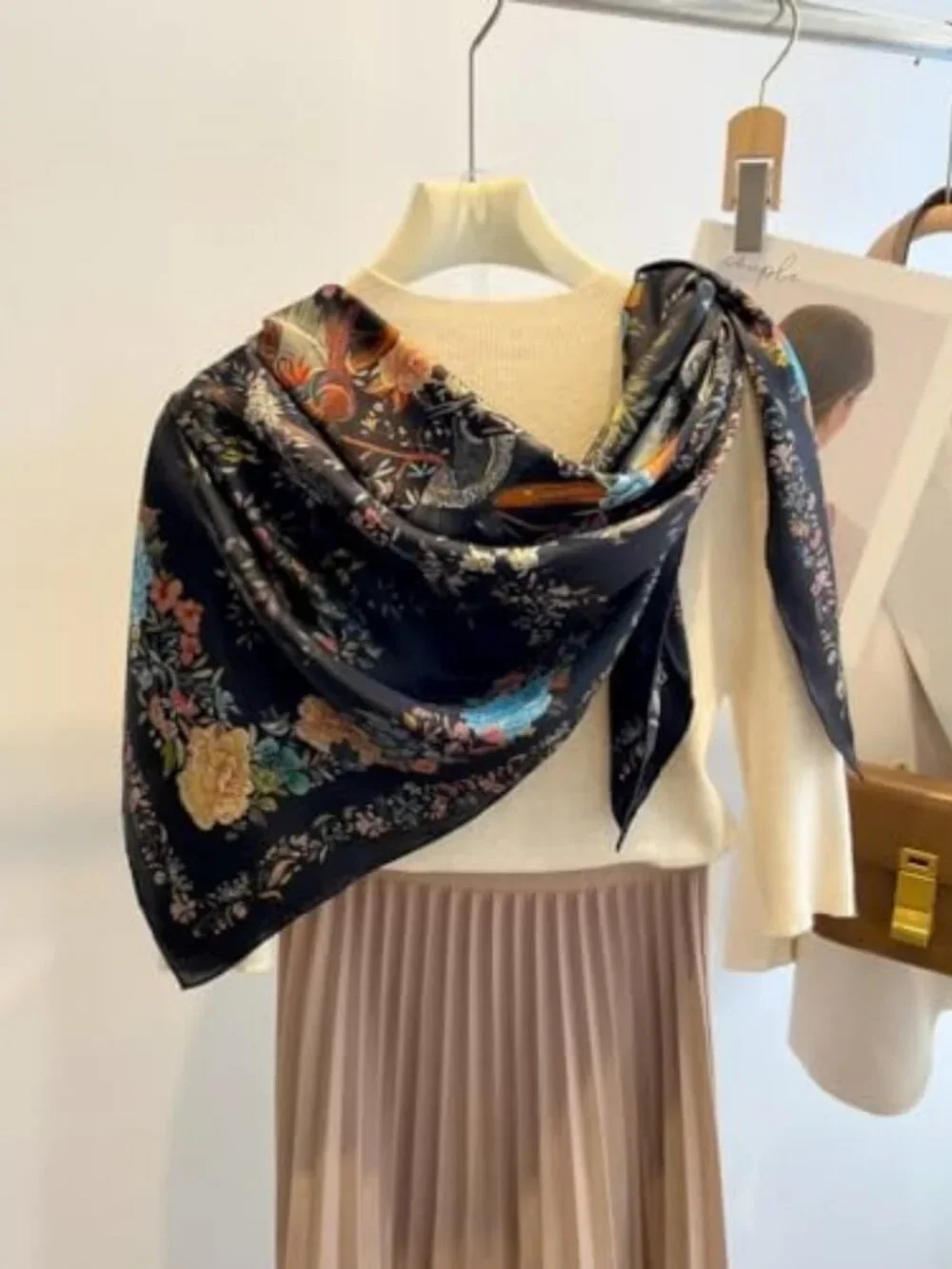 Luxurious 100% Mulberry Silk Large Square Scarf | Hair Wraps & Shawls 43